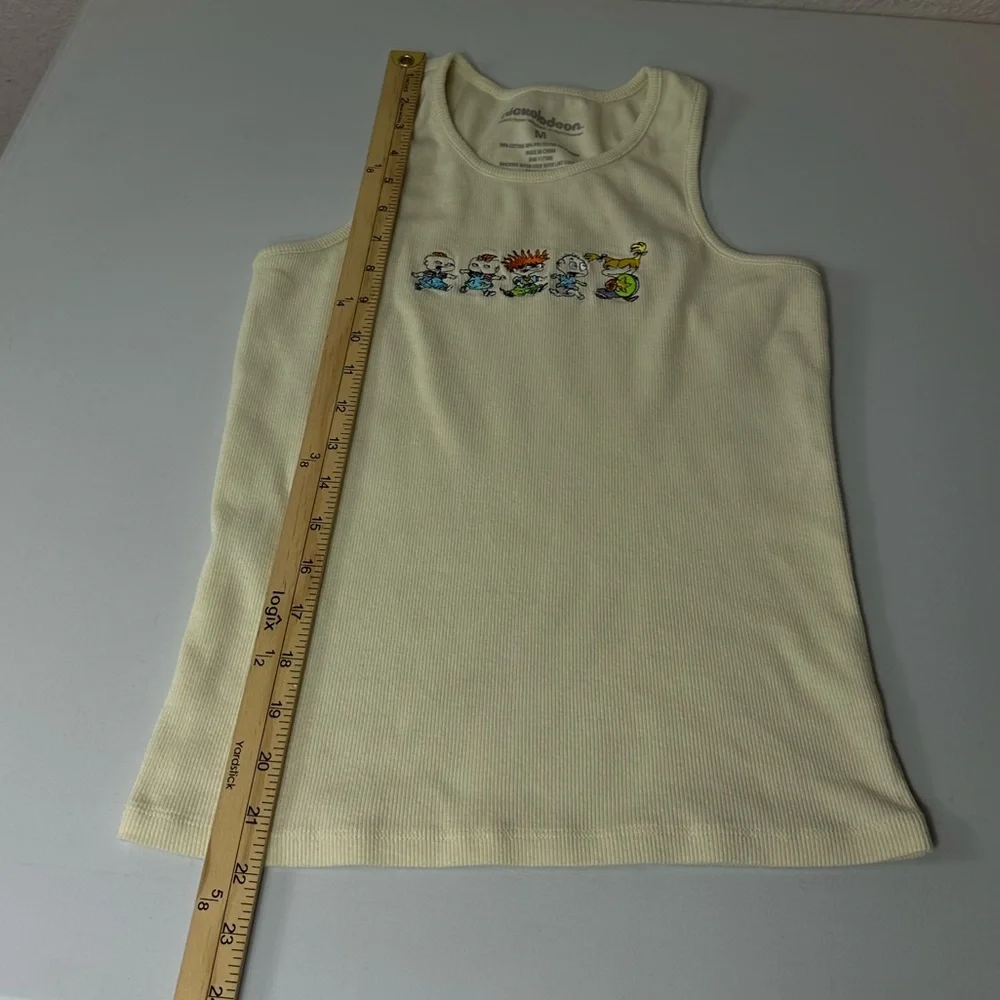Vintage Rugrats Nickelodeon Yellow Ribbed Y2K Retro Tank Embroidered Size M